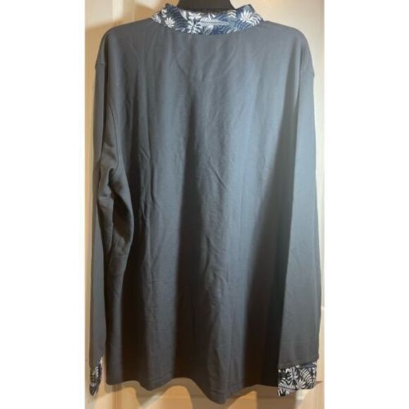 Long Sleeve Polo Gray Layered Look Hawaiian Style Breathable Comfort XXL - Picture 2 of 7